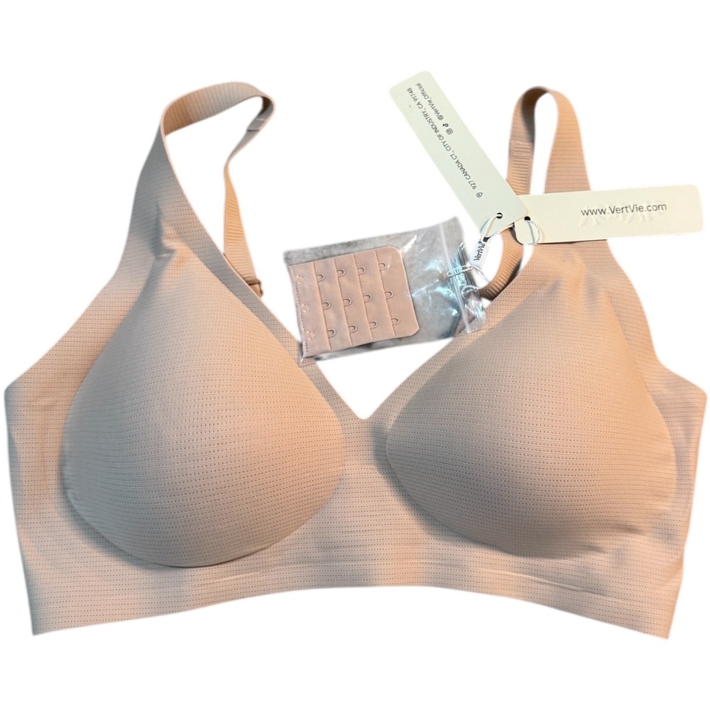 Vertvie‎ Wireless Bra Medium Beige Comfort Breathable Adjustable NWT